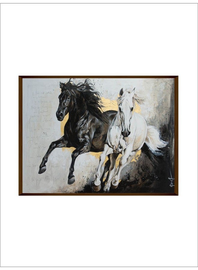 Artsense لوحة فن آرتسينس لتزيين الجدران تميمة الحظ خيول لوحة جدارية تجريدية لغرفة المعيشة لوحة كبيرة لتزيين المنزل بإطار - متعددة الألوان / 30x40 بوصة / (76x101 سم) - Image 3
