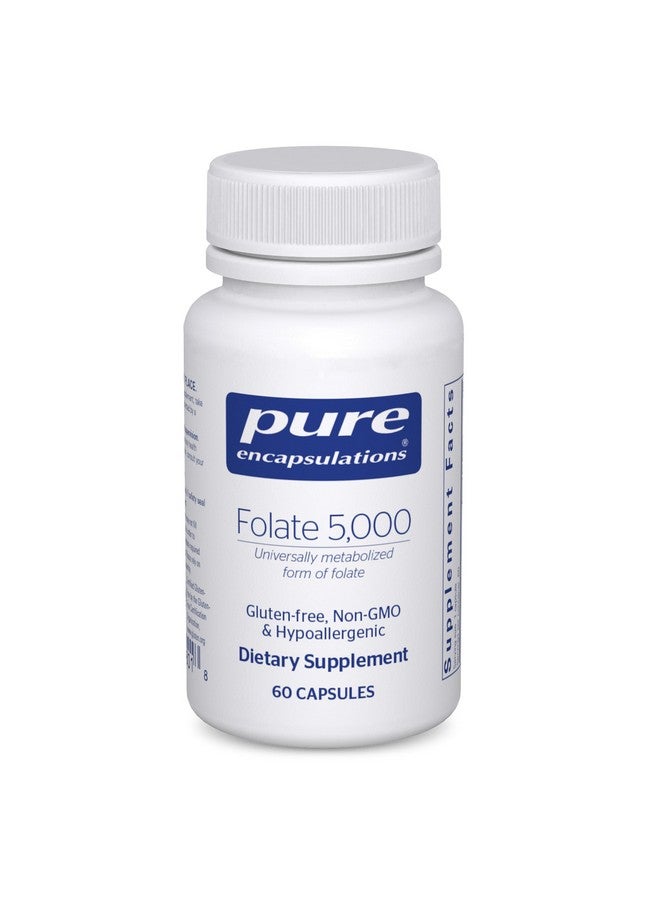 Pure Encapsulations - Folate 5,000 - Activated Vitamin B9 as 5-Methyltetrahydrofolate (5-MTHF) - 60 Capsules - Image 1