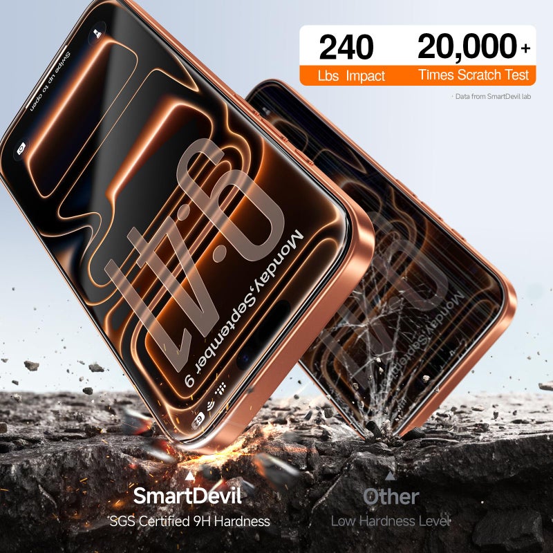 SMARTDEVIL 2-Pack Tempered Glass Screen Protector for iPhone 17 Pro Max, SmartPull Box Bubble-Free Instant Install Applicator, 9H Military-Grade Protection, Case-Friendly - Image 4