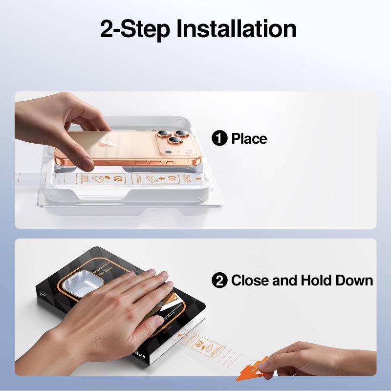 SMARTDEVIL 2-Pack Tempered Glass Screen Protector for iPhone 17 Pro Max, SmartPull Box Bubble-Free Instant Install Applicator, 9H Military-Grade Protection, Case-Friendly - Image 2