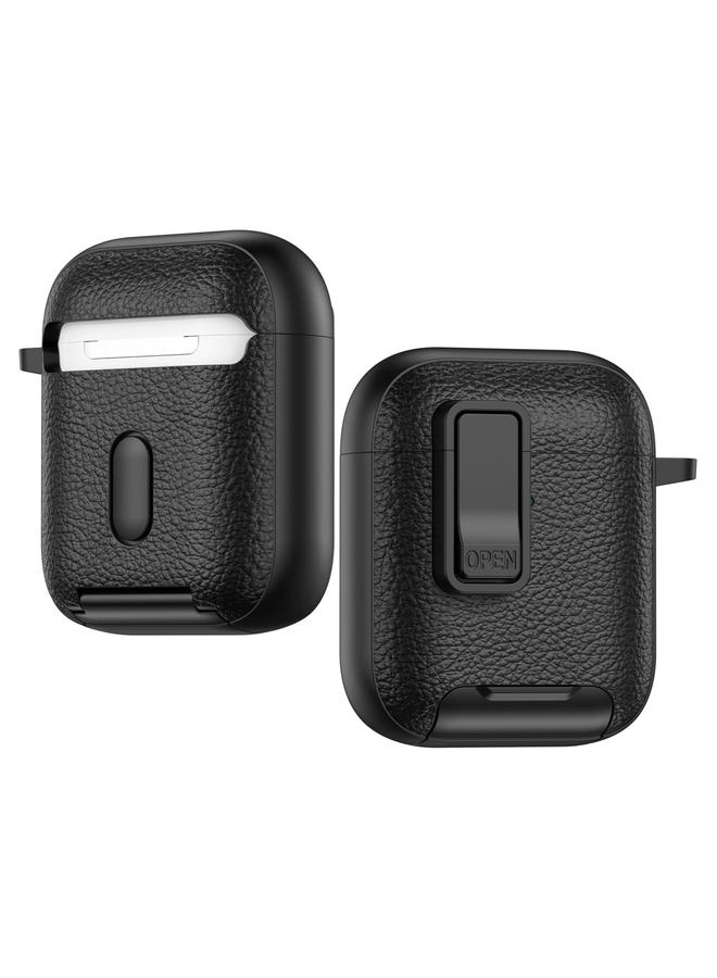 زبون حافظة سماعات أذن لاسلكية من الجلد الملمس مع خطاف وحامل لسماعات AirPods 1 / 2 - Image 3