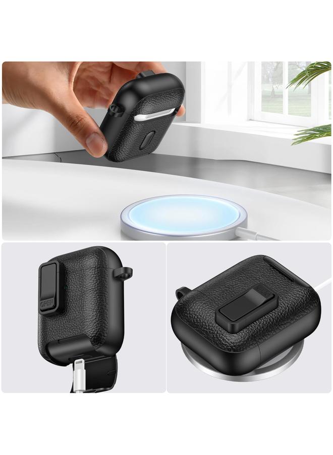 زبون حافظة سماعات أذن لاسلكية من الجلد الملمس مع خطاف وحامل لسماعات AirPods 1 / 2 - Image 5