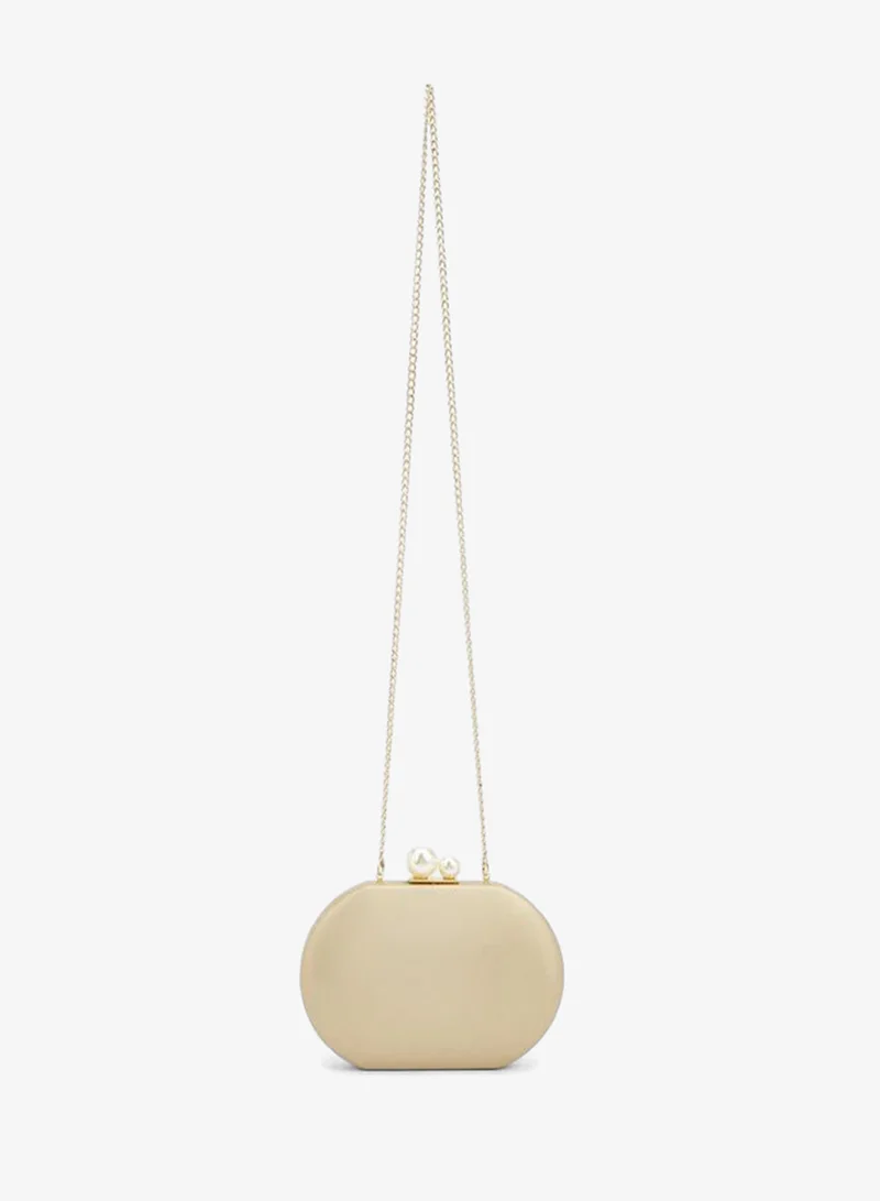 Flora Bella By Shoexpress Pearl Clutch With Detachable Shoulder Chain