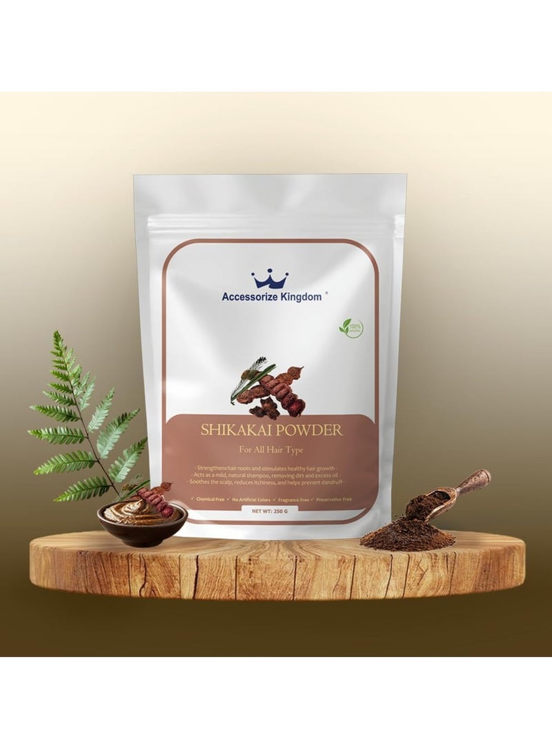 مملكة الإكسسوارات مسحوق شيكاكاي (250 غرام) - نقي 100% | للعناية الطبيعية بالشعر والبشرة | يعزز نمو الشعر، ويقوي جذوره، ويقلل من القشرة، ويمنحه لمعانًا | ينظف البشرة بلطف - Image 3
