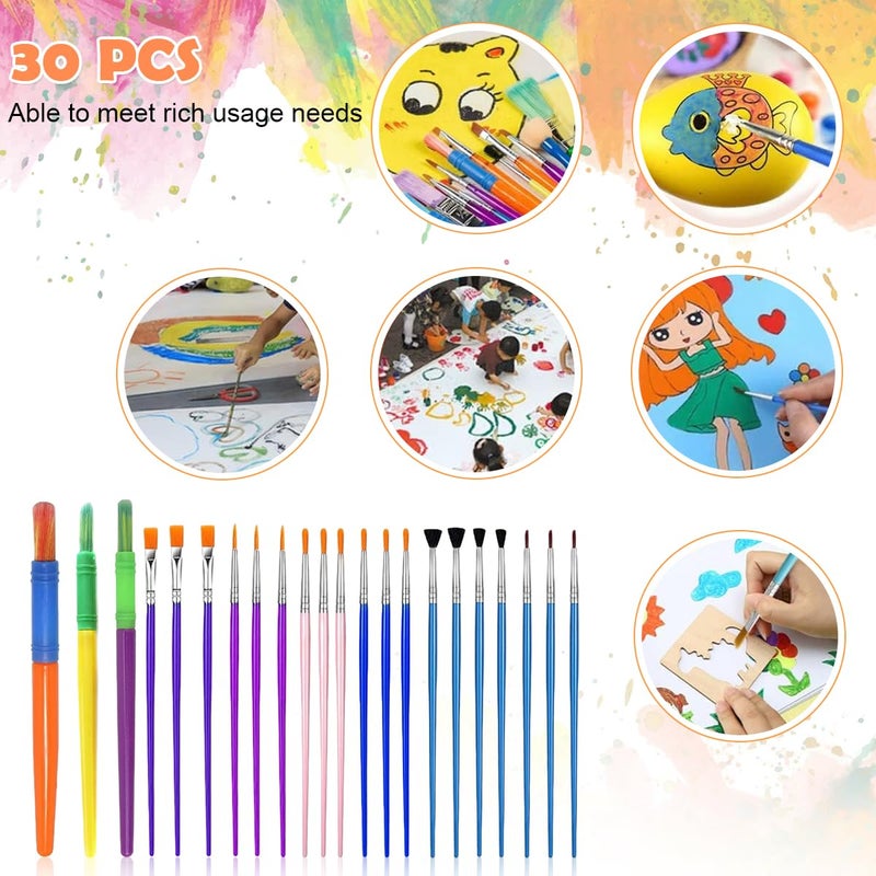 HASTHIP® Acrylic Painting Brushes Set of 30 Pcs With Nylon Bristles & Sponge Brushes, Non-Toxic Art Kit for Kids & Adults, Ideal for Canvas, Wood, Fabric, Ceramics & Graffiti Painting - Image 5
