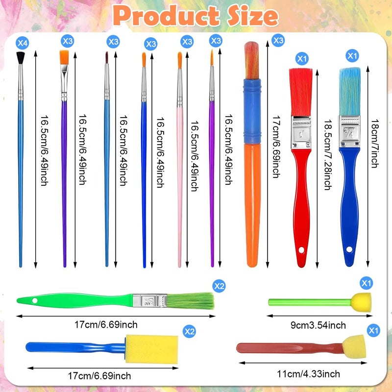 HASTHIP® Acrylic Painting Brushes Set of 30 Pcs With Nylon Bristles & Sponge Brushes, Non-Toxic Art Kit for Kids & Adults, Ideal for Canvas, Wood, Fabric, Ceramics & Graffiti Painting - Image 2