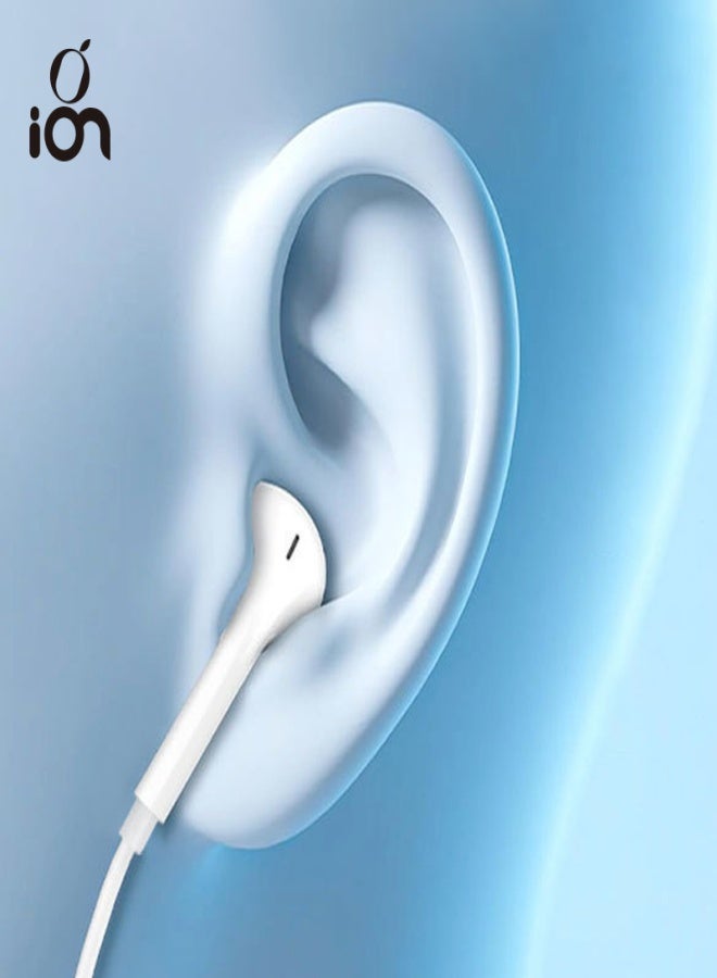 ION Type C wired headphones. Type C headphones with clear and loud sound. wired earphones with a high definition microphone. 1 meter Type C wired headphones. type c earphones with a comfortable design. Compatible with iPhones, Samsung, Huawei, Xiaomi, and many other devices. - Image 3