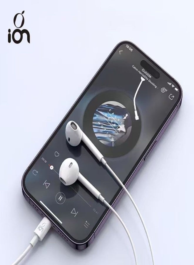 ION Type C wired headphones. Type C headphones with clear and loud sound. wired earphones with a high definition microphone. 1 meter Type C wired headphones. type c earphones with a comfortable design. Compatible with iPhones, Samsung, Huawei, Xiaomi, and many other devices. - Image 5