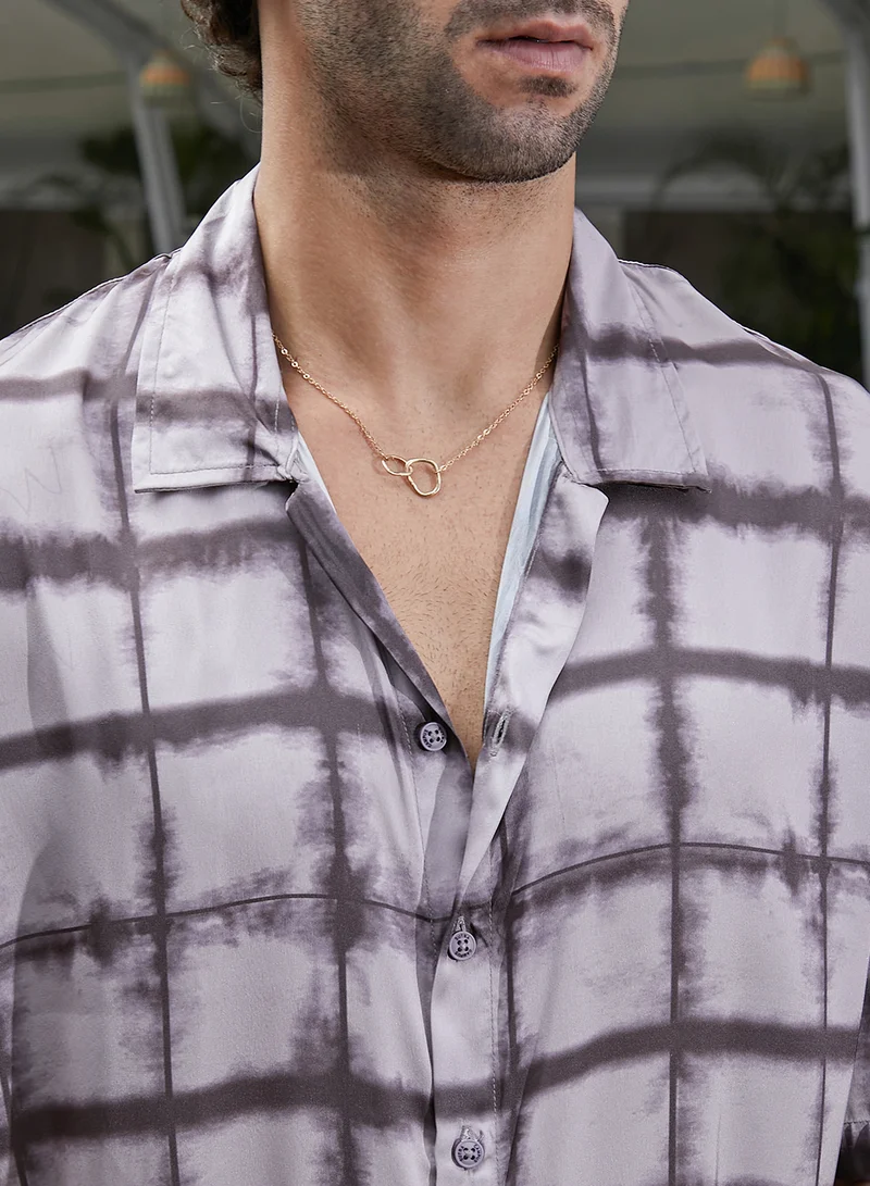 CAHOOT  Men's Charcoal Grey Dye-Graph Satin Oversized Shirt for Men | Best Price UAE