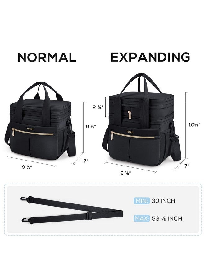 TOURIT Insulated Lunch Box Bag, Double Deck Leakproof Cooler Tote for Work Office Picnic, Expandable Lunch Container, Black - Image 3