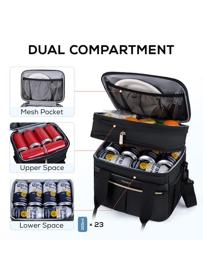 TOURIT Insulated Lunch Box Bag, Double Deck Leakproof Cooler Tote for Work Office Picnic, Expandable Lunch Container, Black - Image 2