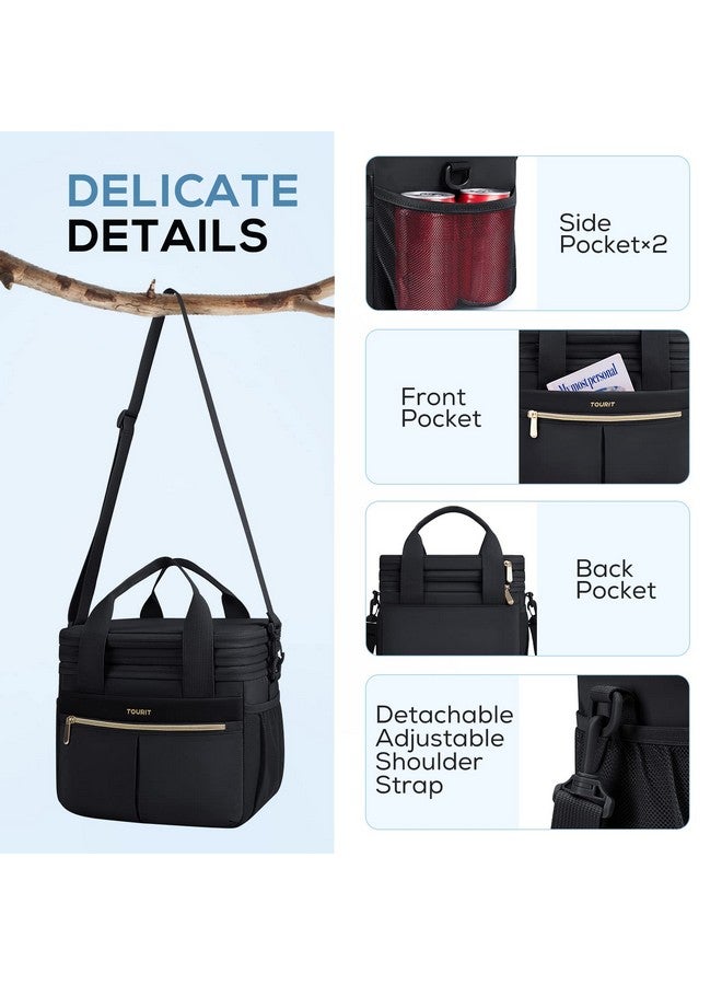 TOURIT Insulated Lunch Box Bag, Double Deck Leakproof Cooler Tote for Work Office Picnic, Expandable Lunch Container, Black - Image 5