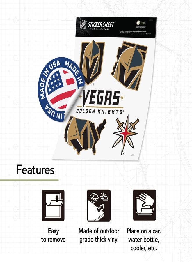 Desert Cactus Vegas Golden Knights Sticker Team NHL National Hockey League Vinyl Decal Laptop Water Bottle Car Scrapbook (Type 2-3) - Image 3