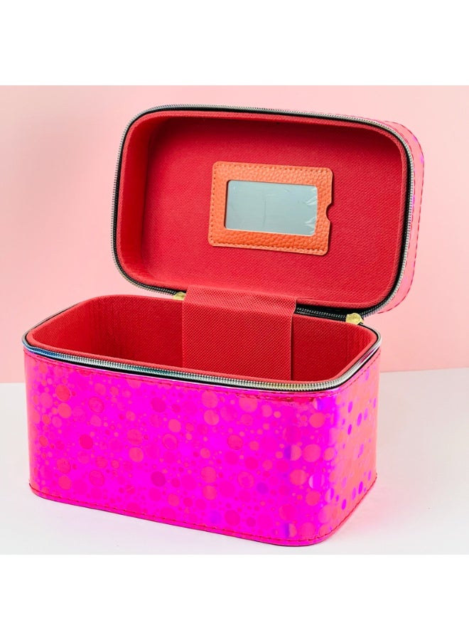 3-Piece Elegant Fuchsia Makeup Organizer Bag Set – Portable Cosmetic Travel Pouches - Image 3