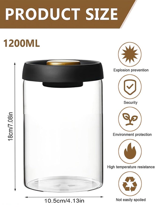 Coffee Storage Container, Vacuum Sealing for Jars, Glass Kitchen Storage Jars, Coffee Jars with Airtight Lid for Coffee Beans & Grounds, Tea, Sugar, Nuts, Spices - Image 2