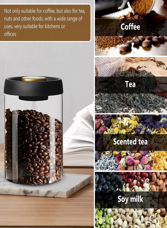 Coffee Storage Container, Vacuum Sealing for Jars, Glass Kitchen Storage Jars, Coffee Jars with Airtight Lid for Coffee Beans & Grounds, Tea, Sugar, Nuts, Spices - Image 5