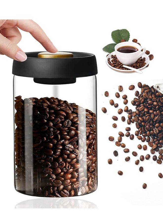 Coffee Storage Container, Vacuum Sealing for Jars, Glass Kitchen Storage Jars, Coffee Jars with Airtight Lid for Coffee Beans & Grounds, Tea, Sugar, Nuts, Spices - Image 1