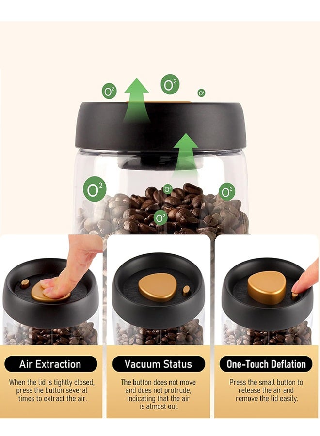 Coffee Storage Container, Vacuum Sealing for Jars, Glass Kitchen Storage Jars, Coffee Jars with Airtight Lid for Coffee Beans & Grounds, Tea, Sugar, Nuts, Spices - Image 3