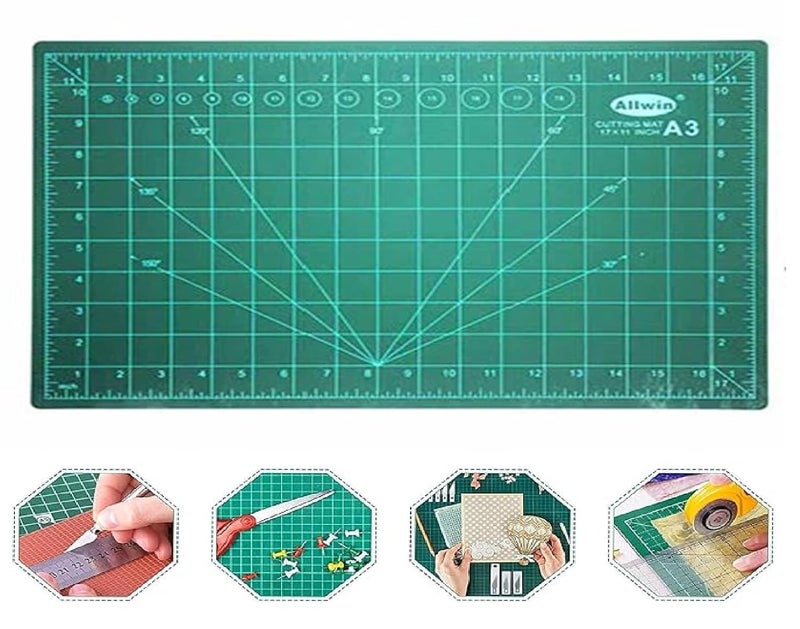 Brille Bee Brille Bee Flexible SelfHealing Cutting Mat Polyvinyl Chloride SelfHealing 5 Layered Double Sided with Pattern and Grids A3 18 x 12 Inch 