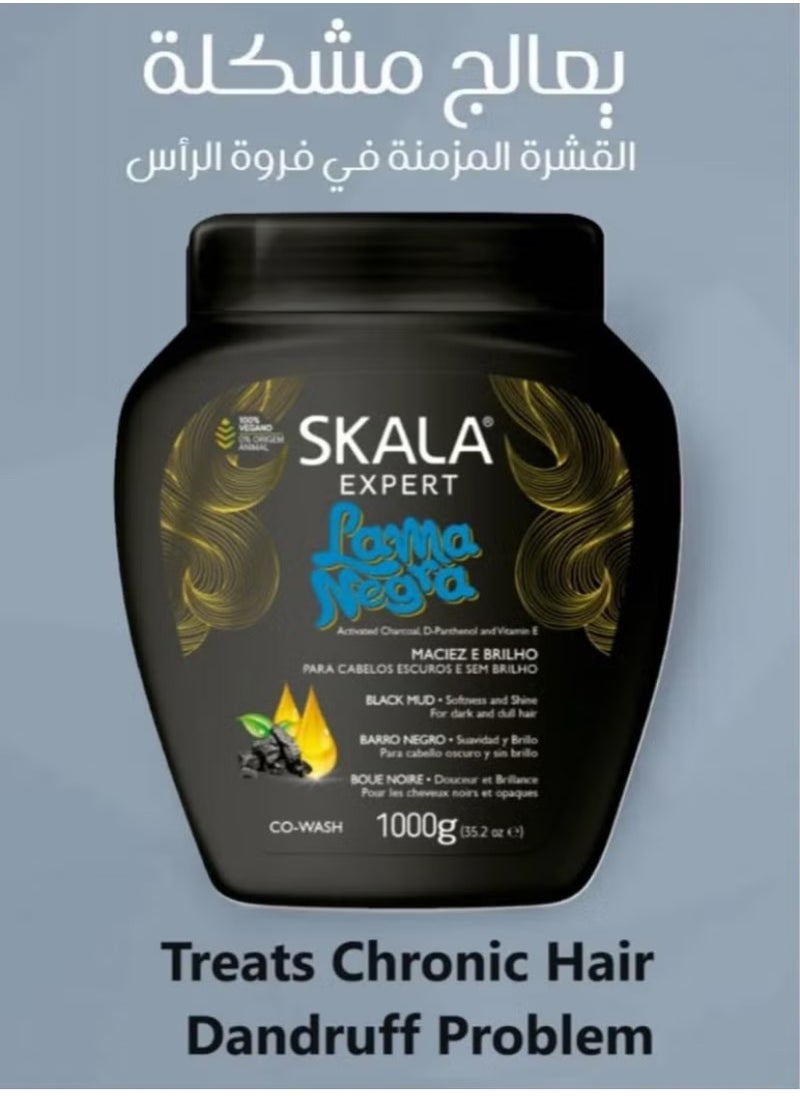 SKALA - Scala Original Brazilian Black Mud Treatment Cream Rich in Activated Charcoal, Dipanthenol and Vitamin E for Dry, Damaged, Dark and Curly Hair Care 100% Nabani Weight 1000g - Image 1