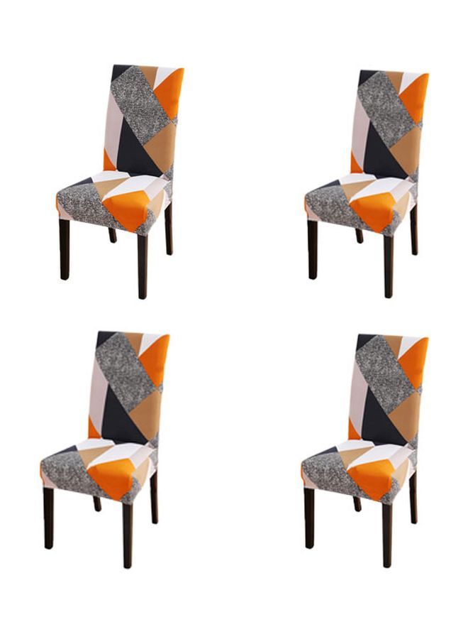 Y&D 4-Piece Stretchable Dining Chair Covers Grey/Orange/Black 58cm - Image 1