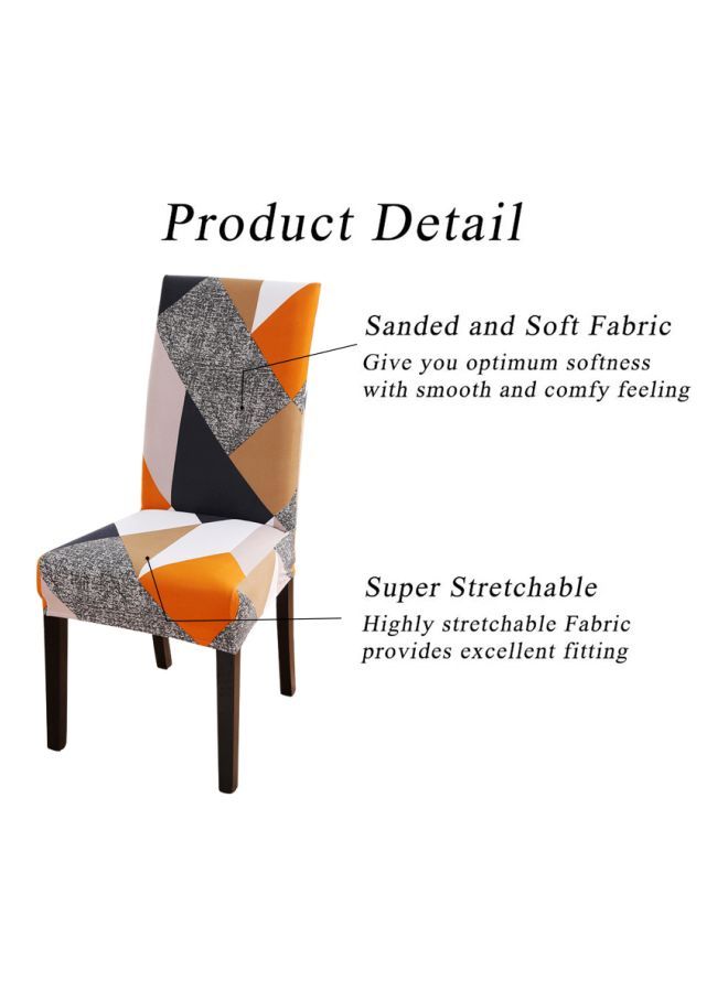 Y&D 4-Piece Stretchable Dining Chair Covers Grey/Orange/Black 58cm - Image 4
