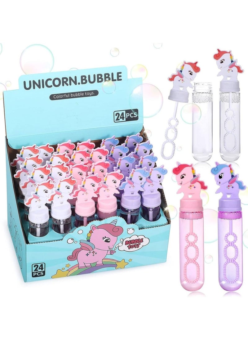 Home Smart Unicorn Bubble Sticks Box of 24 Toy Assorted Color Bubble Stick for Birthday Party Decoration Summer Outdoor Activity and More  - Image 1