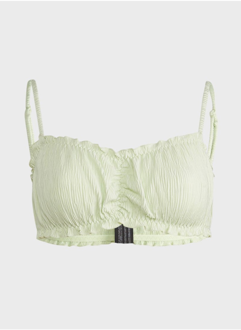 MANGO - Ruffle Detail Ruched Bikini Top - Image 1