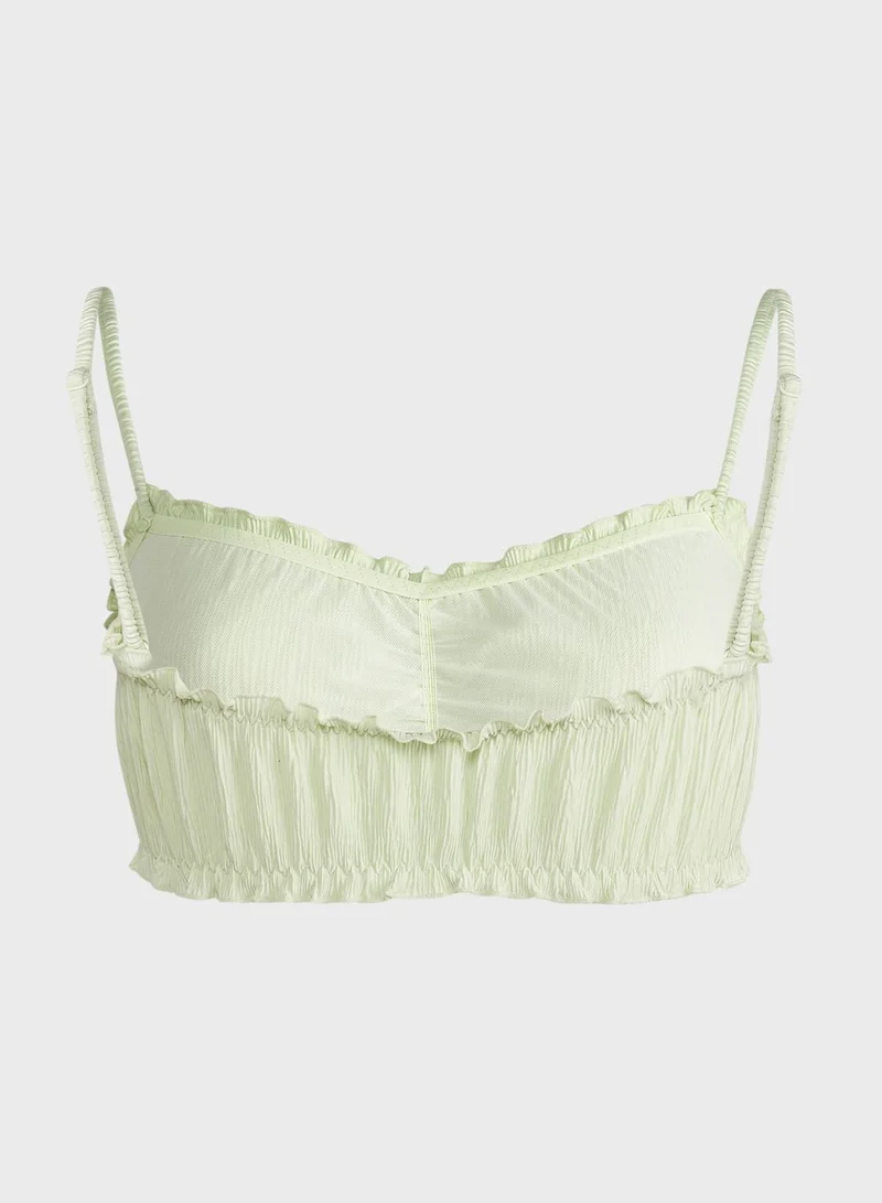 MANGO Ruffle Detail Ruched Bikini Top