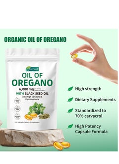 BIYODE Oil of Oregano Extract, Contains Antioxidant Properties, Oil of Oregano 6000 mg +Black Seed Oil 200 mg, 300 Rapid Release Softgels  - Image 2