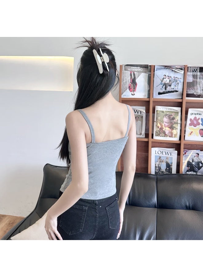 Modal Basic Thin Strap Tank Top With Chest Pad Women's Inner And Outer Wear Sleeveless Bottoming Girl Tube Top - Image 3