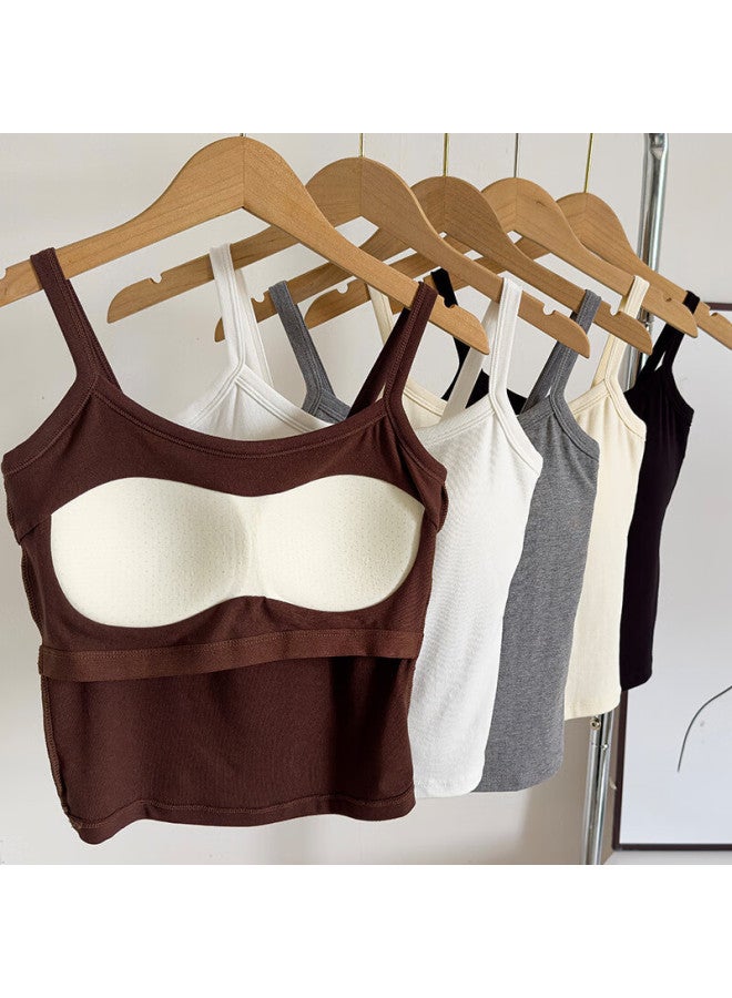 Modal Basic Thin Strap Tank Top With Chest Pad Women's Inner And Outer Wear Sleeveless Bottoming Girl Tube Top - Image 2