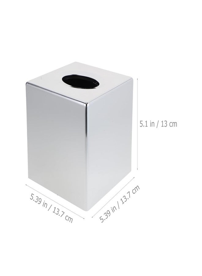BESPORTBLE Electroplating Silver Tissue Box Cover, Square Abs Napkin Holder for Bathroom, Office, Kitchen, Living Room, Bedroom, Decorative Tissue Dispenser Box - Image 3