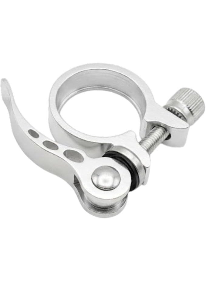 Quick-Release Bicycle Seatpost Clamp – Seat Locking Clamp (Silver) - Image 1