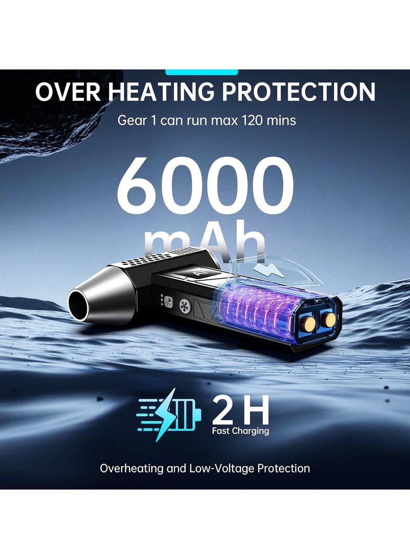 Compressed Air Duster, 370000RPM Electric Air Duster with LED Light, 4-Gear Adjustable Mini Handheld Air Blower Jet Turbo Fan Jet Dry Blower Rechargeable Air Blower Duster for Keyboard Car Home  - Image 5