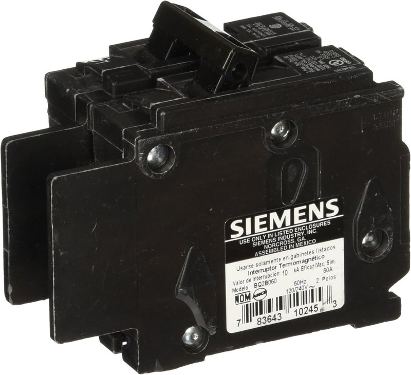 Siemens BQ2B060 60Amp Double Pole 120240Volt 10KAIC Lug InLug Out Breaker - Image 2
