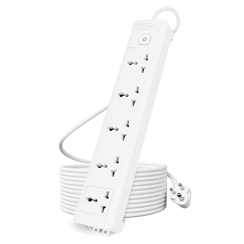 Cablet 5 Way Extension Board - 5 Universal Socket + 1 Switch, 10A and 2500W - 4.5m Heavy Duty Cable - White, Medium (Cablet 5010-45) - Image 1
