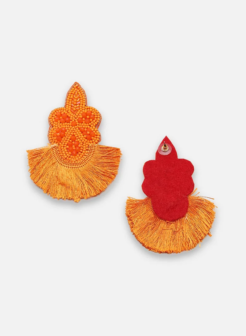 Sohi  Orange Contemporary Artificial Drop Earring Jewellery for Women | Best Price UAE