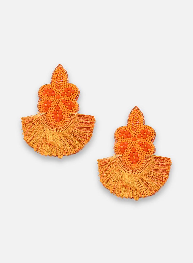 SOHI Orange Contemporary Artificial Drop Earring Jewellery - Image 1