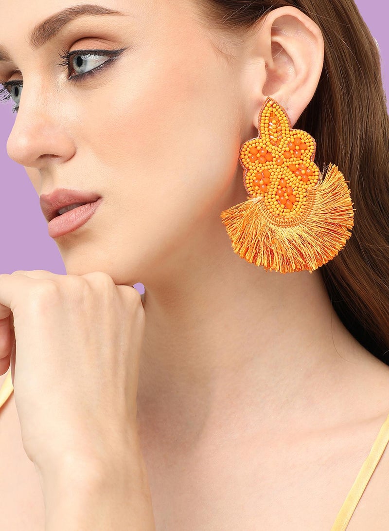 SOHI Orange Contemporary Artificial Drop Earring Jewellery - Image 2
