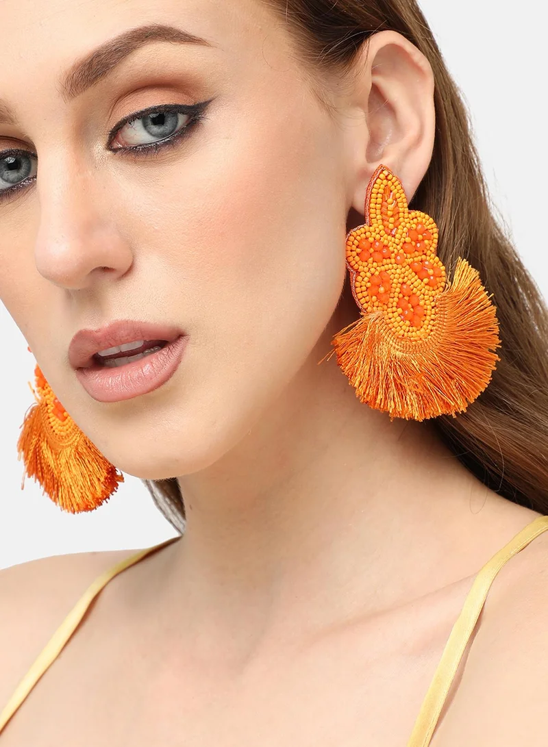 Sohi  Orange Contemporary Artificial Drop Earring Jewellery for Women | Best Price UAE