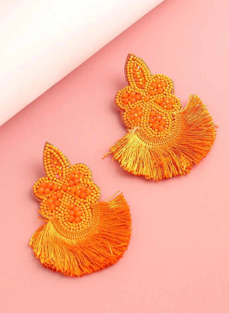 Sohi  Orange Contemporary Artificial Drop Earring Jewellery for Women | Best Price UAE