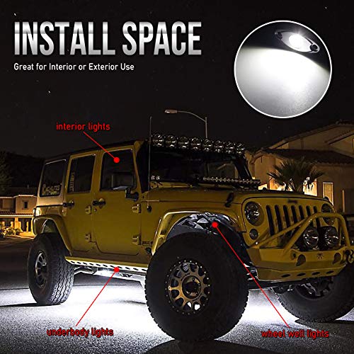 OPP ULITE White LED Rock Lights Kit, 12 Pods Underglow for Jeep Offroad Truck Car ATV SUV Boat Motorcycle Vehicle Under Body Glow Lamp Trail Fender Lighting (12pods Rock W) - Image 5
