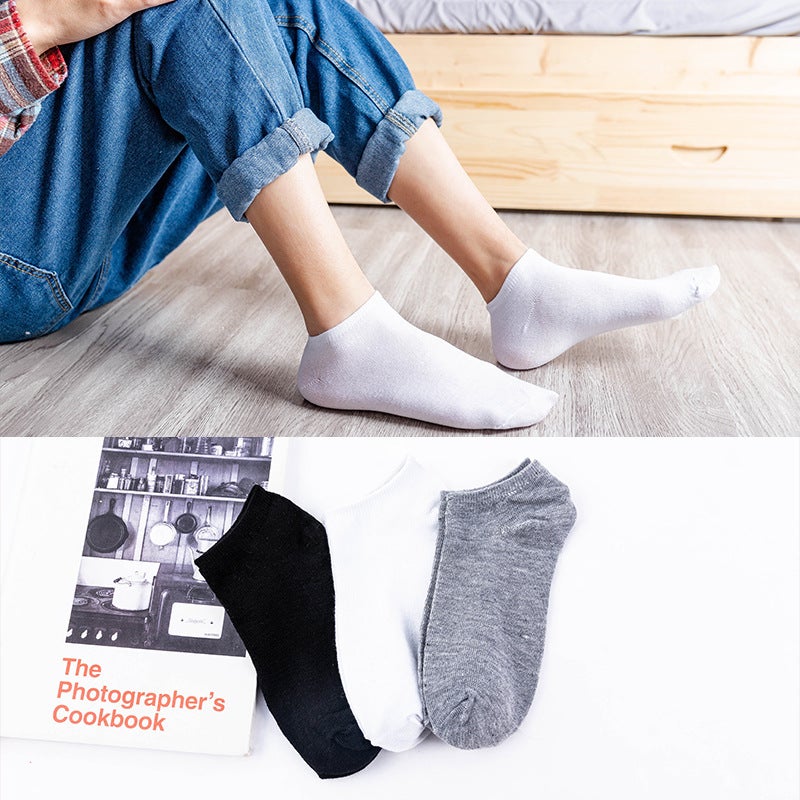 Unisex Cotton Sports Socks Black White Gray 023 short tube with three colors - Image 1