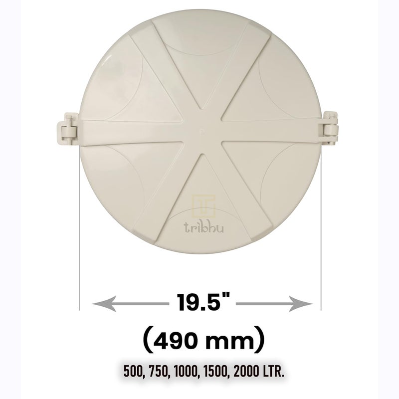 TRIBHU TRIBHU Heavy Plastic Water tank lid, Pure Unbreakable Lid, Hinge Type, Durable, 500 L - 2000 L Water Tank Capacity, Round Shape, Closing Lid, (White, 2 Pcs)  - Image 3
