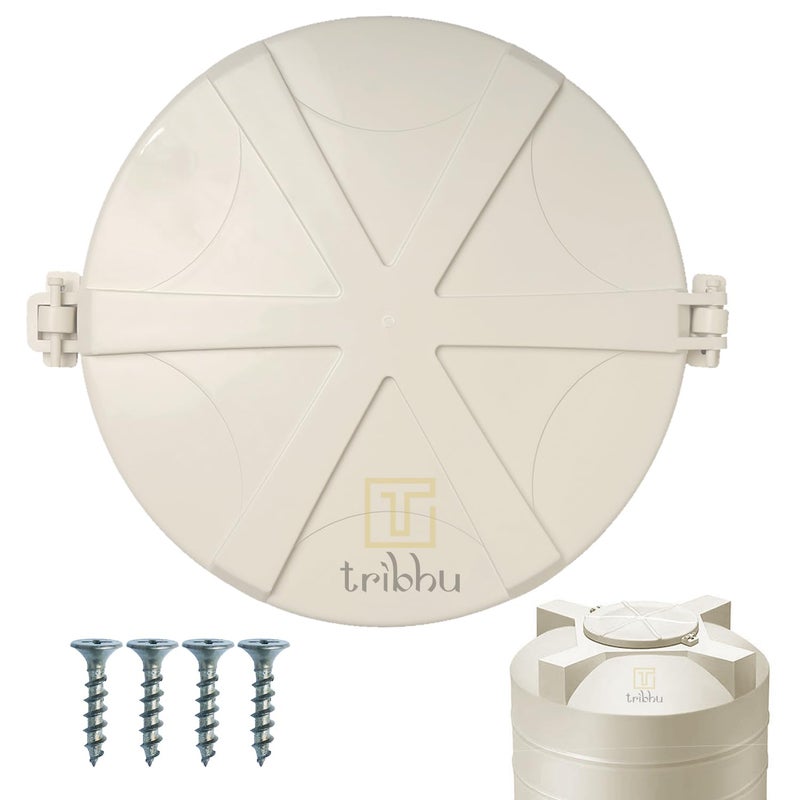 TRIBHU TRIBHU Heavy Plastic Water tank lid, Pure Unbreakable Lid, Hinge Type, Durable, 500 L - 2000 L Water Tank Capacity, Round Shape, Closing Lid, (White, 2 Pcs)  - Image 2