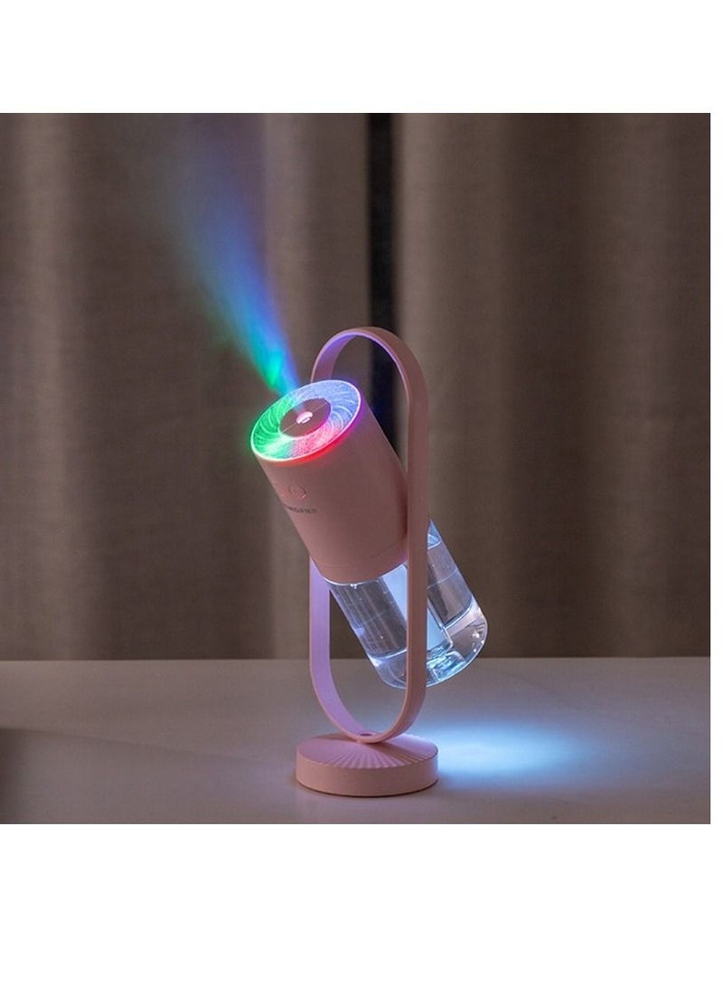 Humidifier Mini Cool Mist Magic Shadow 360° Rotating Air Purifier 200ML Ultrasonic Quiet 7 Colors LED Night Lights Projection for Home Car Office Travel Baby Pink - Image 2