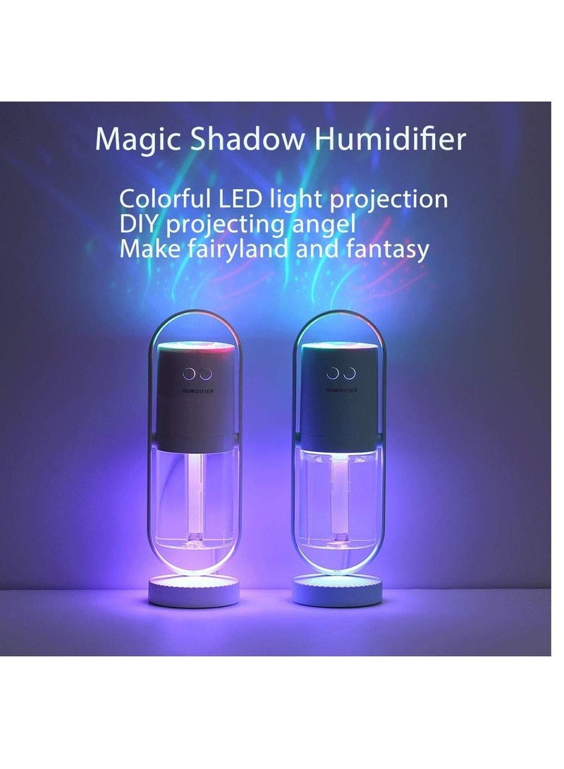 Humidifier Mini Cool Mist Magic Shadow 360° Rotating Air Purifier 200ML Ultrasonic Quiet 7 Colors LED Night Lights Projection for Home Car Office Travel Baby Pink - Image 3