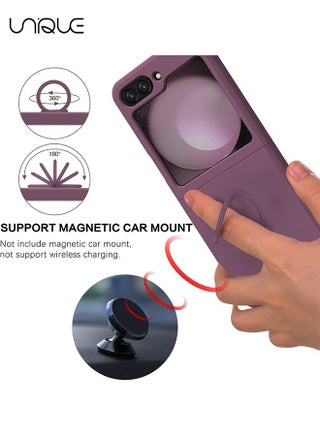 For Samsung Galaxy Z Flip 5 Phone Case with Ring Stand Shockproof Full Body Protection Phone Case for Galaxy Z Flip 5 5G 6.7 Inch, Purple - view 2