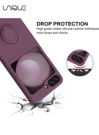 For Samsung Galaxy Z Flip 5 Phone Case with Ring Stand Shockproof Full Body Protection Phone Case for Galaxy Z Flip 5 5G 6.7 Inch, Purple - view 3